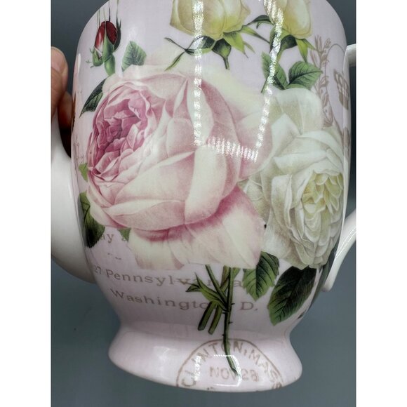 Gracie China Stechcol 4-Cup Teapot In Pink & White With Rose & Travel Design - Picture 9 of 13